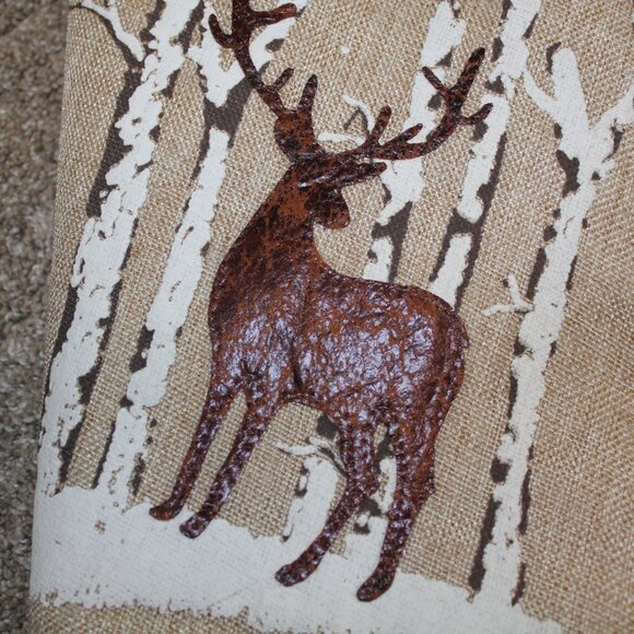 Elk Deer The Christmas Shoppe Tree Skirt Rustic Forest Tan Brown Faux Fur NWT - Picture 2 of 4